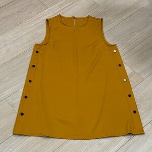 Mustard Sleeveless Dress with Button Detail